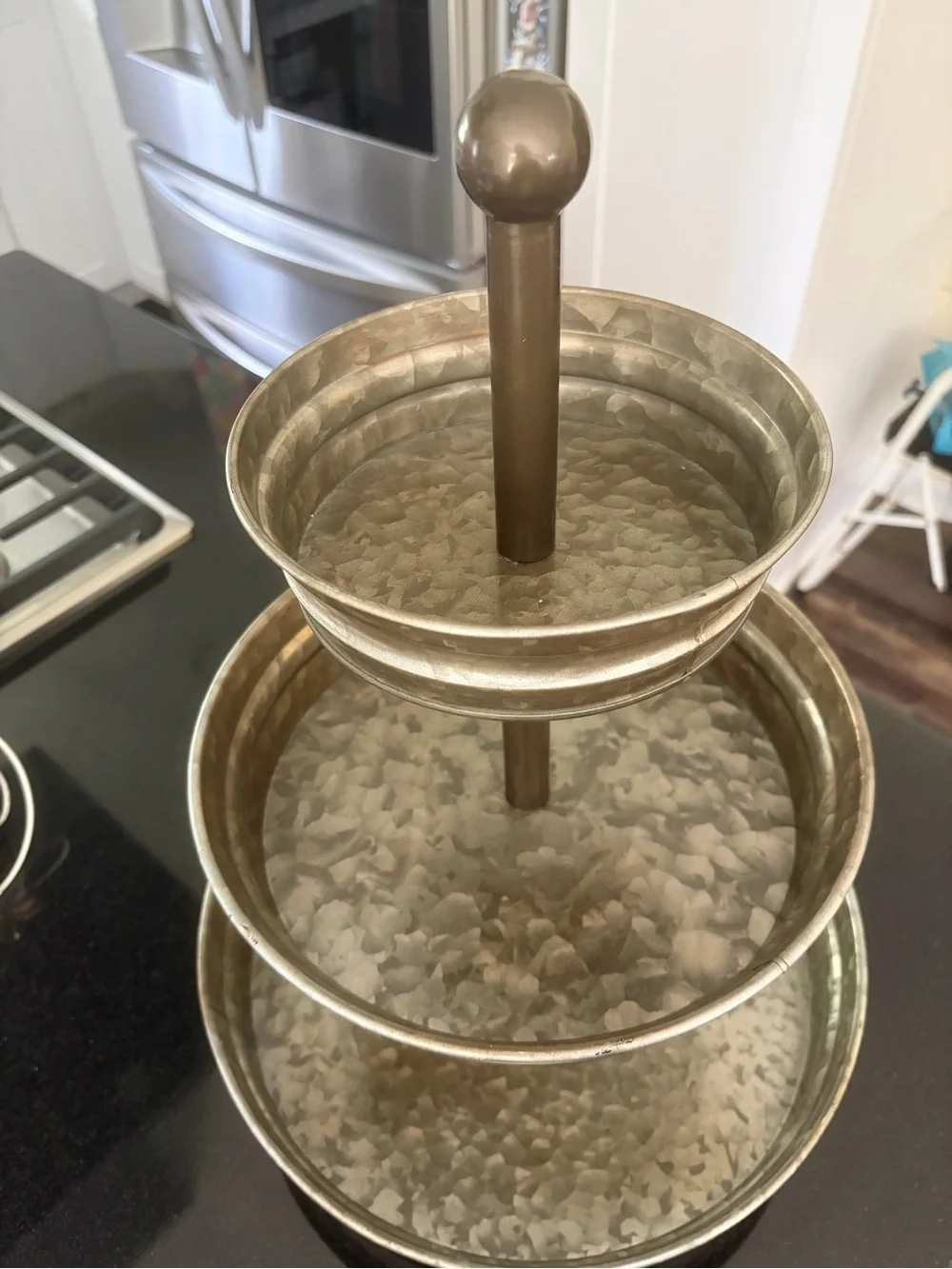 Hobby Lobby Hammered Metal Three-Tier Tray in Silver Gray